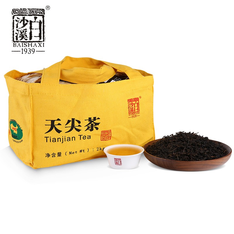 白沙溪 安化黑茶 茶叶 2020年份天尖茶嫩料散茶竹篓装 2000g