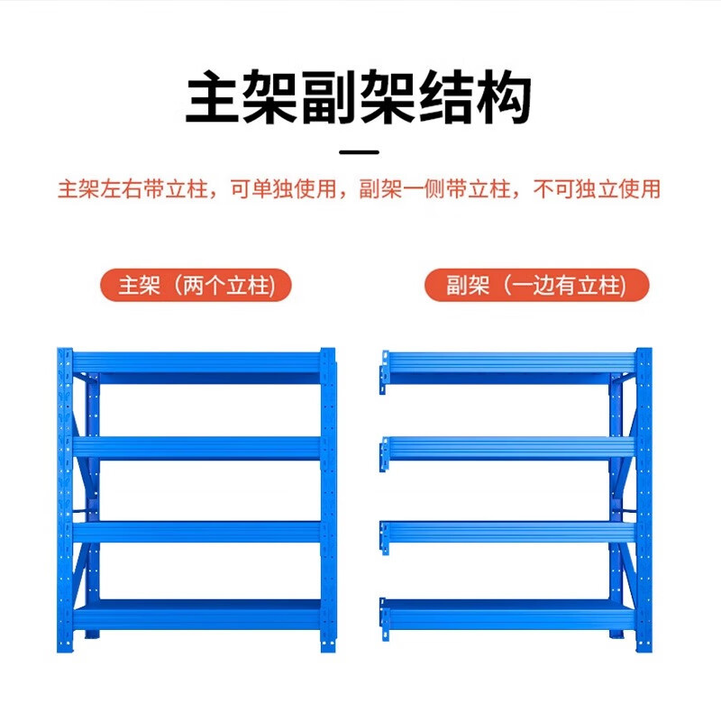 仓储货架置物架展示架仓库储物架500KG/层蓝色主架2000*2000*600