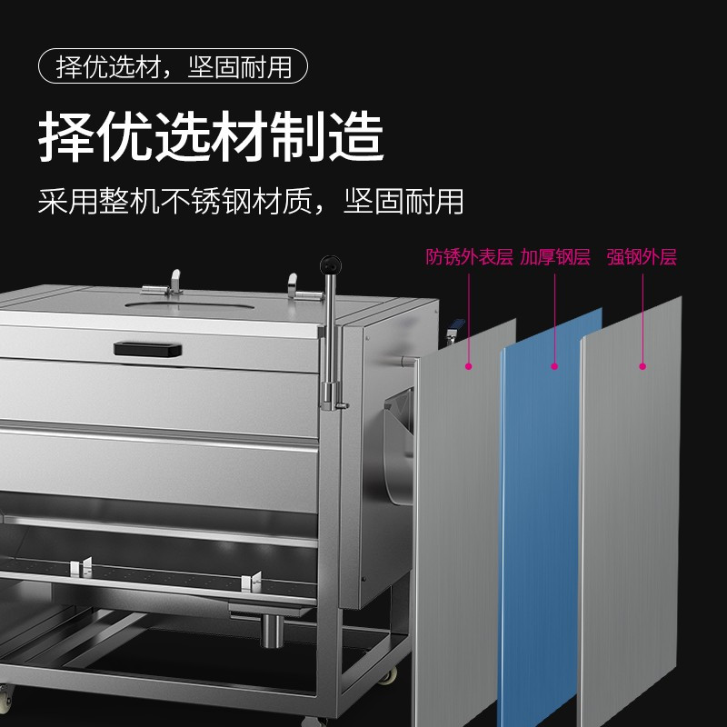 乐创(lecon)毛刷清洗去皮机 商用饭店食堂土豆地瓜剥皮机 400kg/h LC-J-CX1000 380V