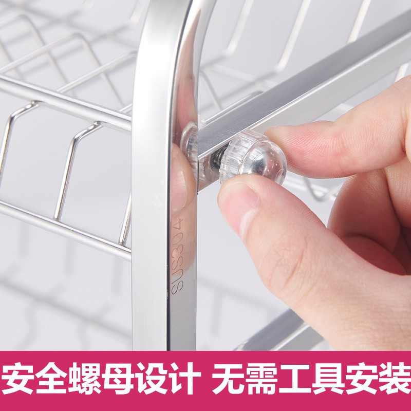 304不锈钢沥水碗架三层碗碟碗筷收纳盒碗盘家用放厨房沥碗架置物收纳层架 三维工匠高清大图