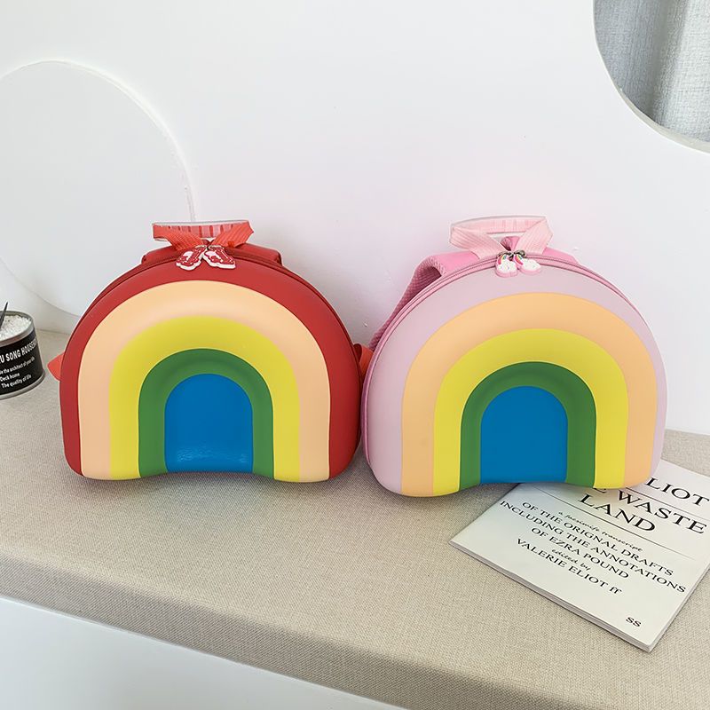 卡通甜甜圈可爱彩虹儿童书包1-3岁幼儿园5-6岁男女童双肩背包百搭 甜甜圈(粉)3d透气网布