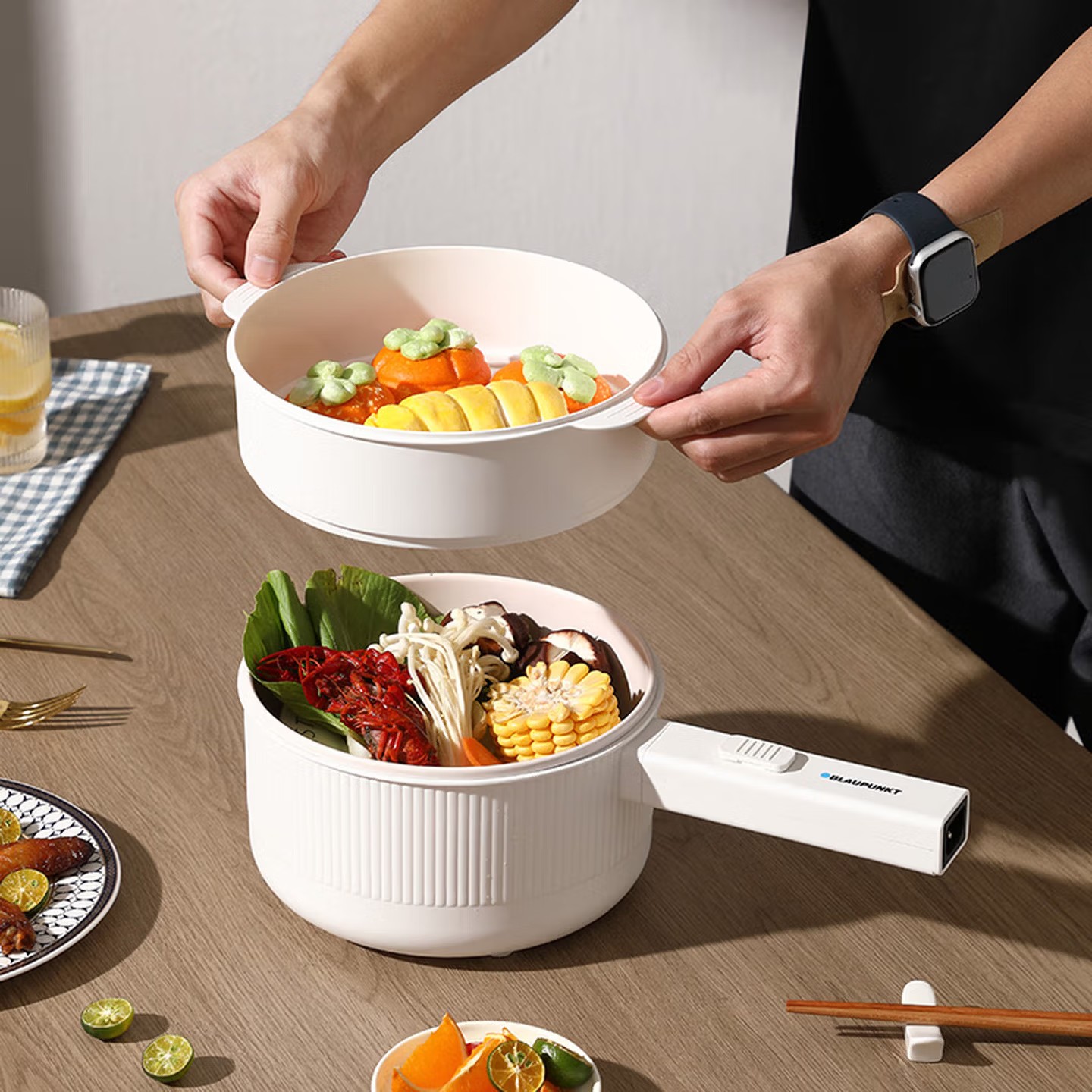 蓝宝(BLAUPUNKT)电煮锅 电火锅家用大容量2-4人使用多功能锅 BP-DZG14(S)-2L容量高清大图