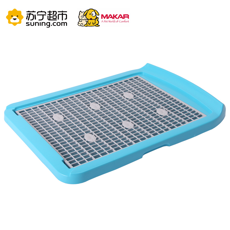 美卡(makar)狗厕所狗狗大号平板犬厕狗便盆中小型犬厕送立柱 蓝色L