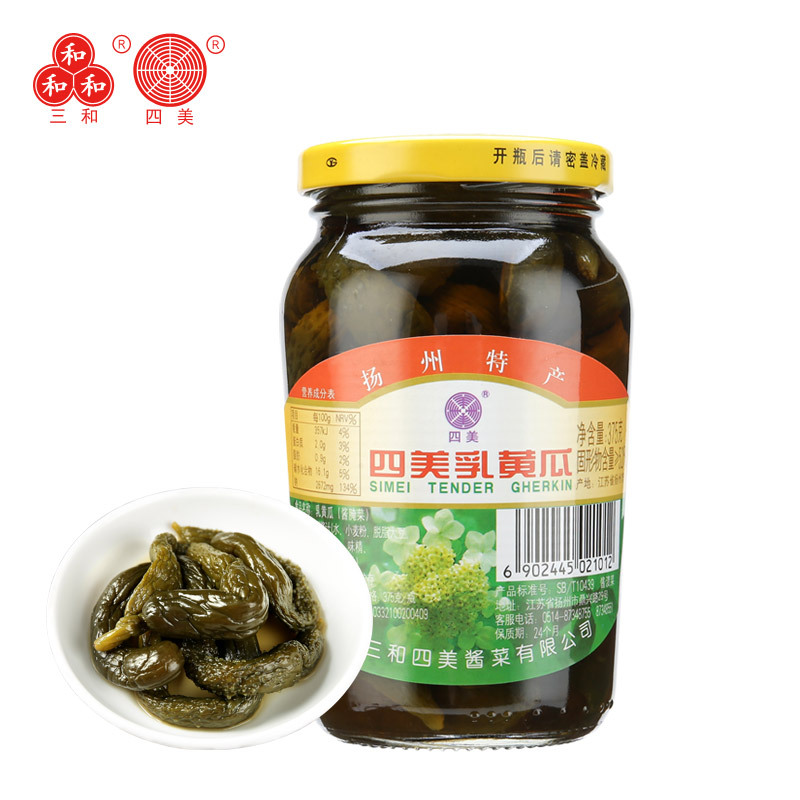 三和四美乳黄瓜酱菜扬州特产甜脆瓜腌黄瓜咸菜下饭菜酱瓜375g瓶装榨菜