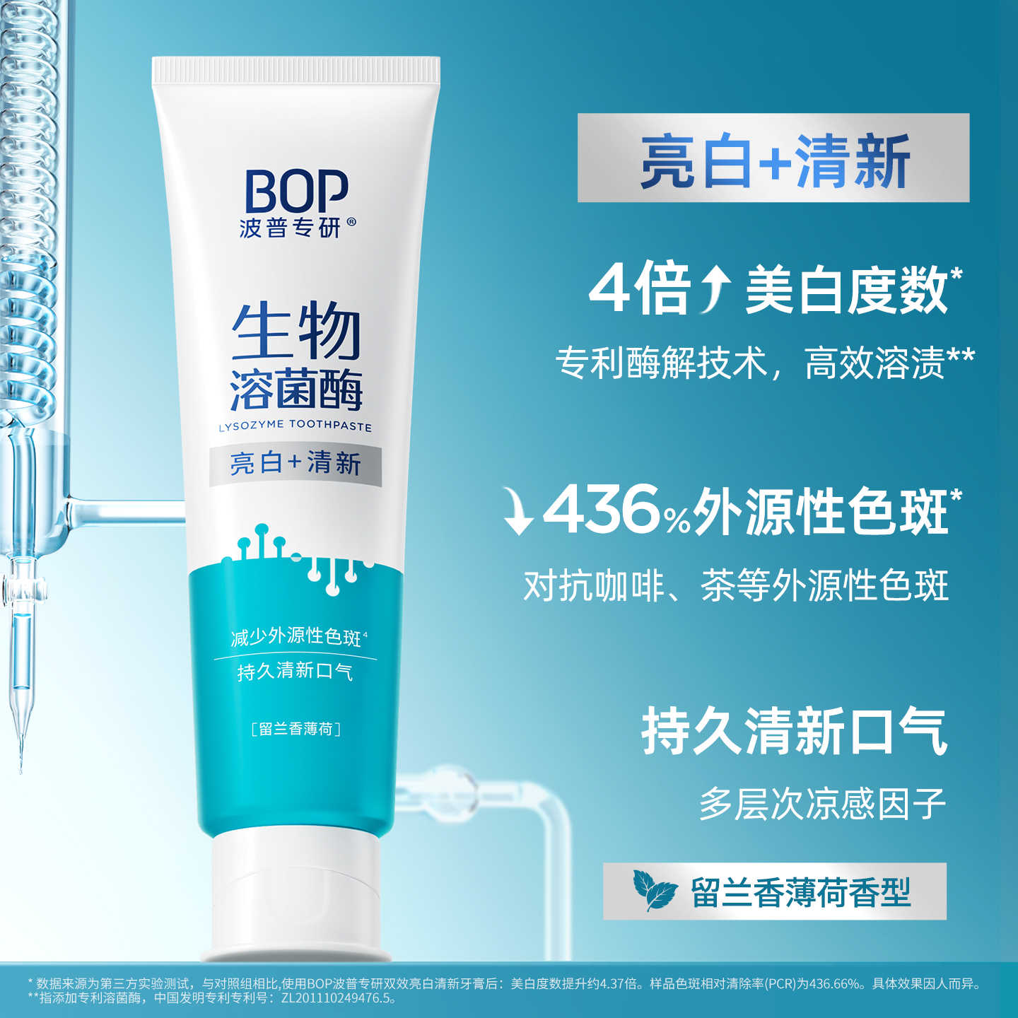 (顺丰发货)bop专研双效亮白清新牙膏120g+双效抗敏护龈牙膏120g高清大图