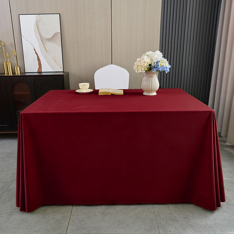 七梭 酒店会议桌布 酒红色 140*200cm 方形瑞典绒布台布摆摊婚庆背景绒布