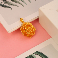 金一 足金999黄金立体玫瑰花精品女士 黄金吊坠 花朵新款送妈妈送女友(计价)ABB014