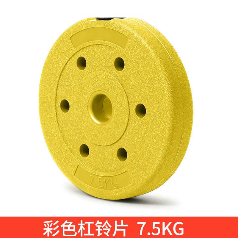 健身器材抓小孔片特价包胶摇臂配重片环保哑铃片杠铃片手|彩色环保片7.5公斤X2片