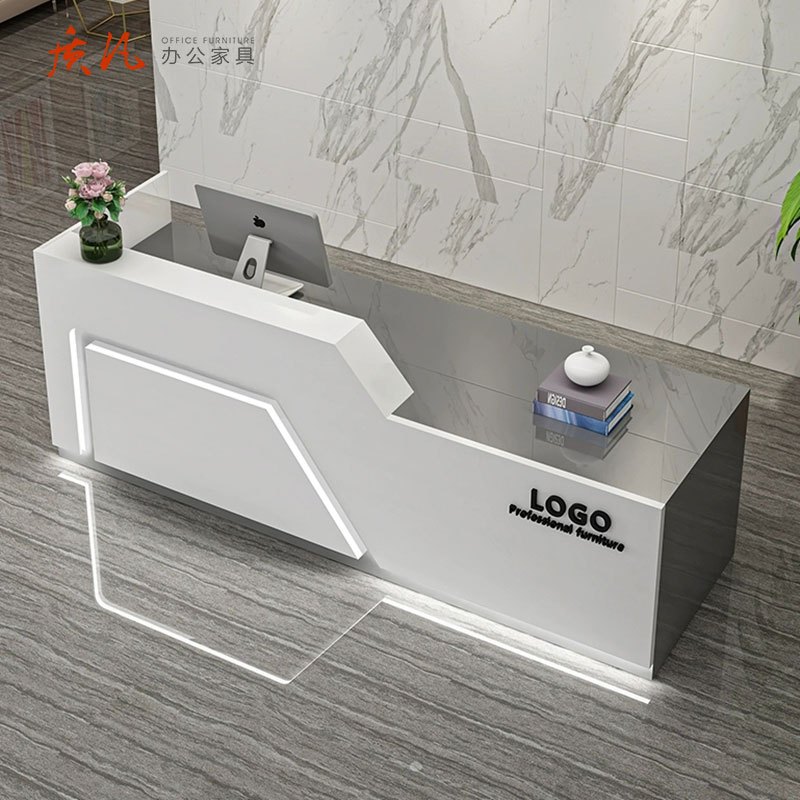 质凡转角收银台柜台简约商用吧台公司前台接待台 160*60*100cm