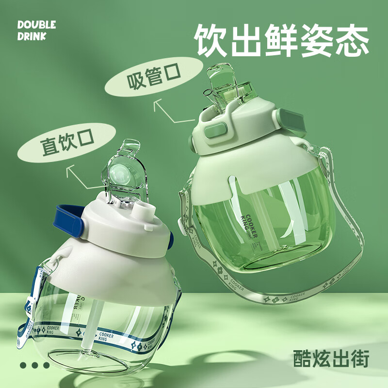 炊大皇 双饮口大容量户外扁壶1.2L BH12A1-4海棠紫/雪山白/原野绿/元气粉高清大图