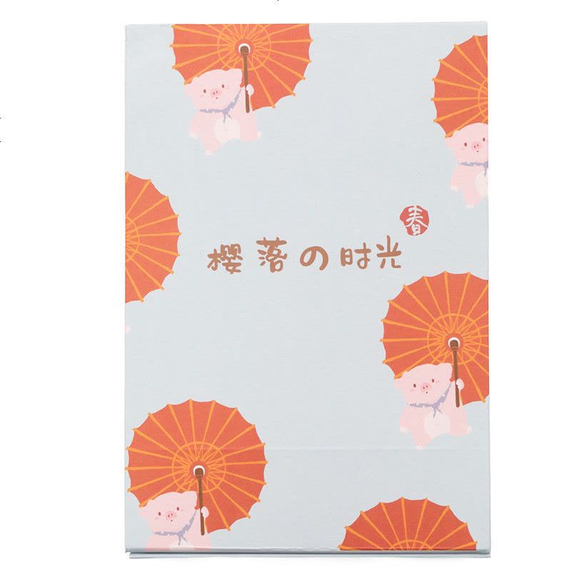 日系可爱少女收纳整理桌面化妆镜加厚化妆品收纳盒单面镜折叠镜子 好多打伞的猪图片