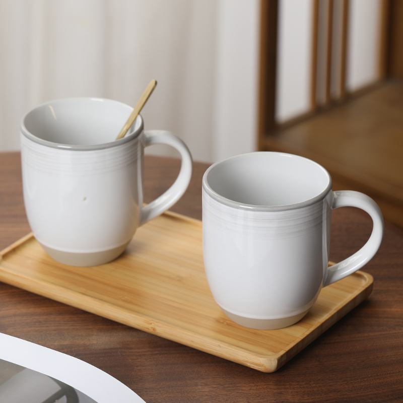 苏氏陶瓷(SUSHI CERAMICS)暗纹马克杯咖啡杯夏天凉水杯牛奶杯陶瓷杯子2个装