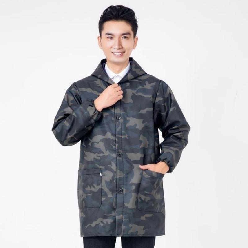 时加厚加长袖大加厚男帽男式绒面罩衣围尚无款干活码围裙腰罩衣绒