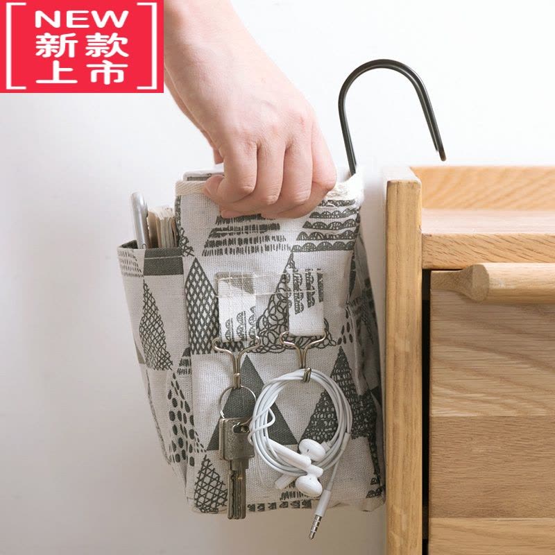 可莉允多功能床头挂袋大学生宿舍床边布艺挂篮床上杂物整理收纳袋图片