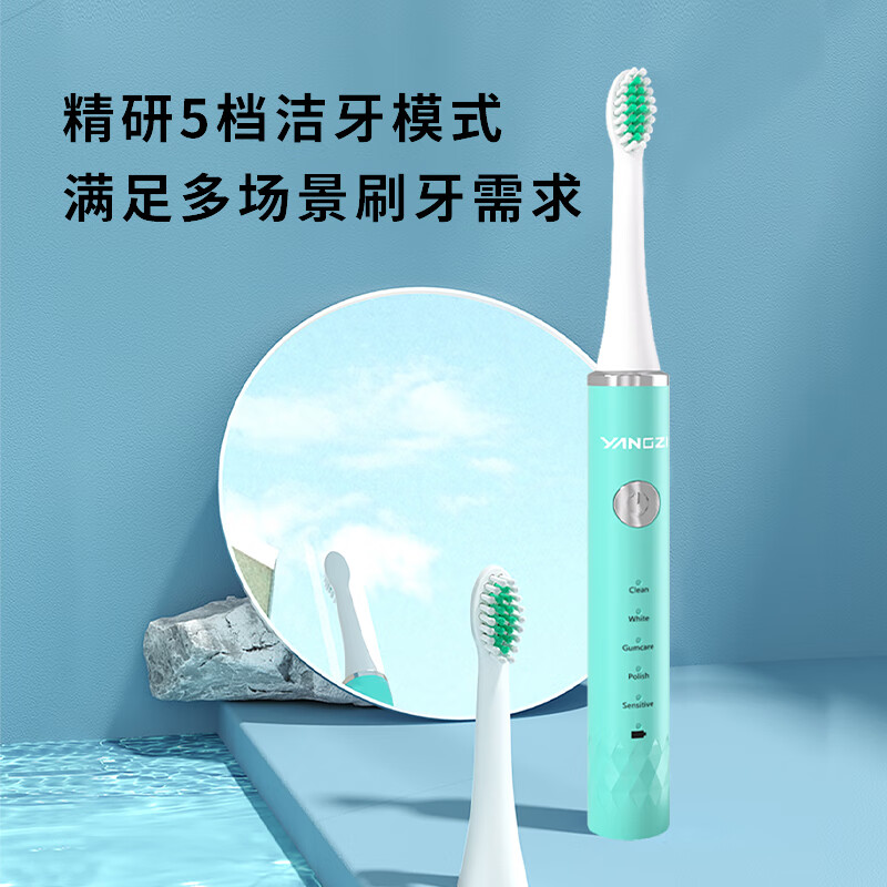扬子电动牙刷防水智能声波震动深层清洁充电款蓝色DFC-001高清大图