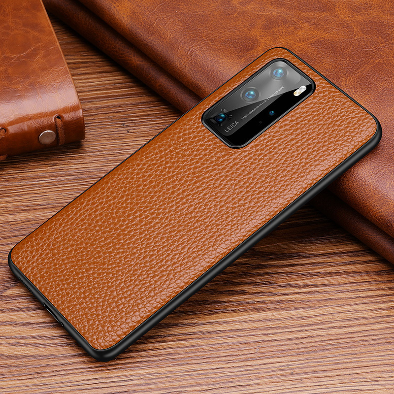【送钢化膜】高铭宣华为p40手机壳真皮套华曲面屏限量版p40pro+智能翻盖皮质高档商务5g潮男por全包防摔视窗女款