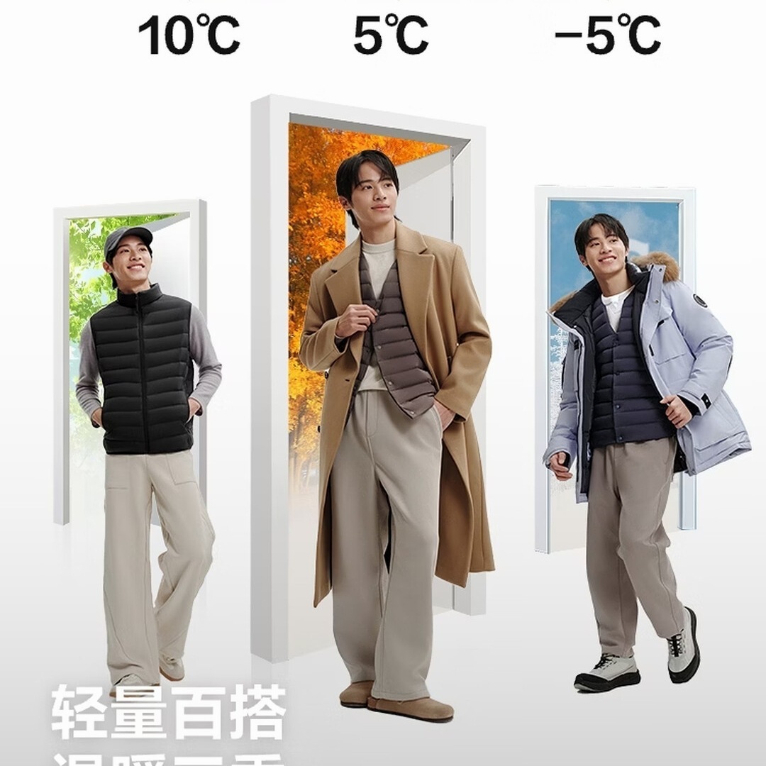 波司登(BOSIDENG)秋季新款男士鸭绒短款立领轻薄保暖背心羽绒马甲B260135001 幻影灰|8243尺码2...高清大图