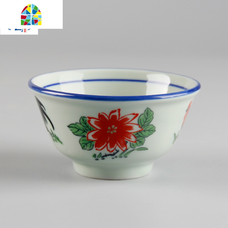 大埔陶瓷青花葵斗中式鸡公碗厚实防烫公鸡碗 fenghou 3个装