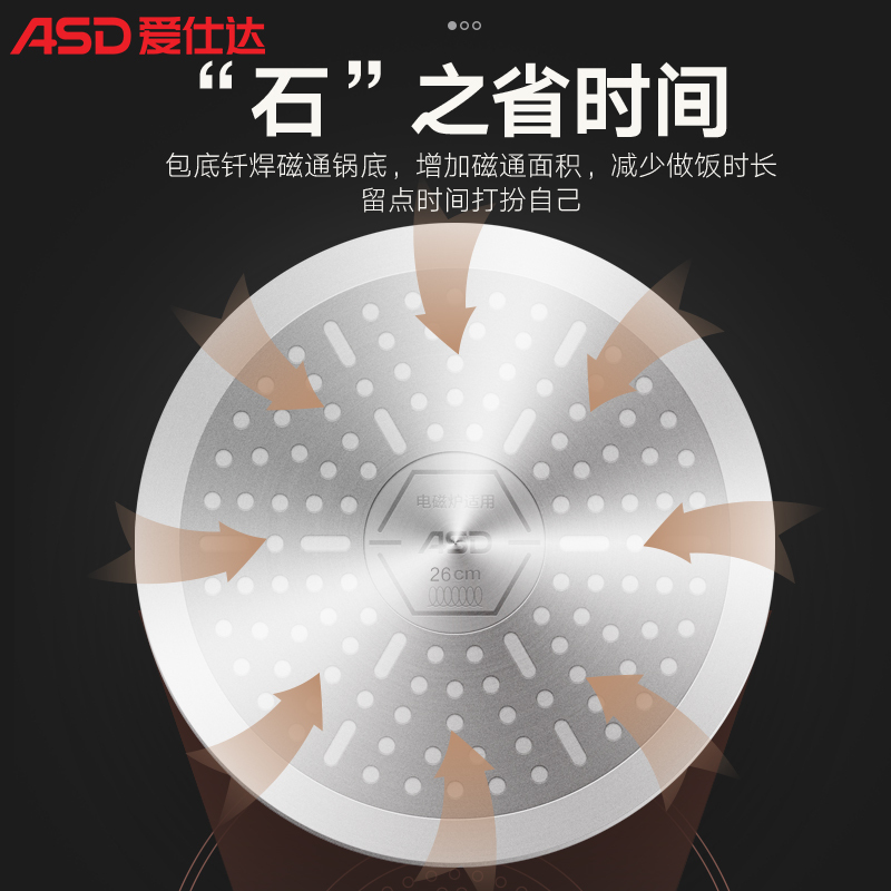 爱仕达(ASD)煎锅 26CM麦饭石色晶石新不粘煎锅 电磁炉通用JL26S7WT