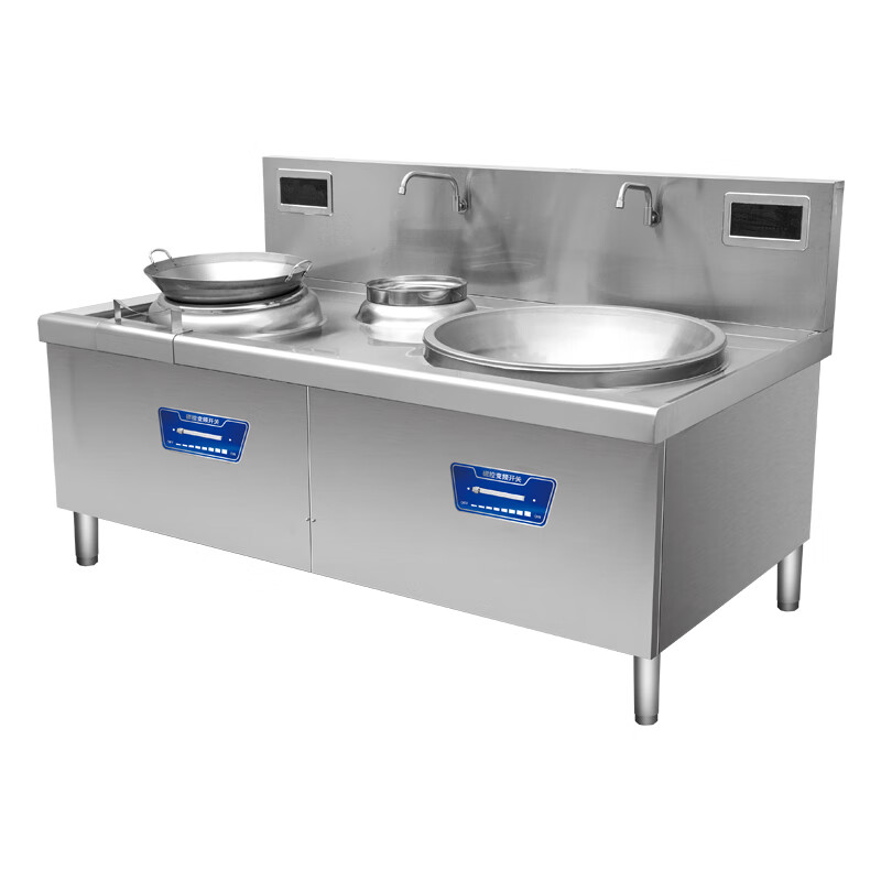 史蒂芬(stevison)一小一大电磁组合炉(经济款)15KW+20KW 微晶板/800大锅,配铁锅:*1 201不锈钢高清大图