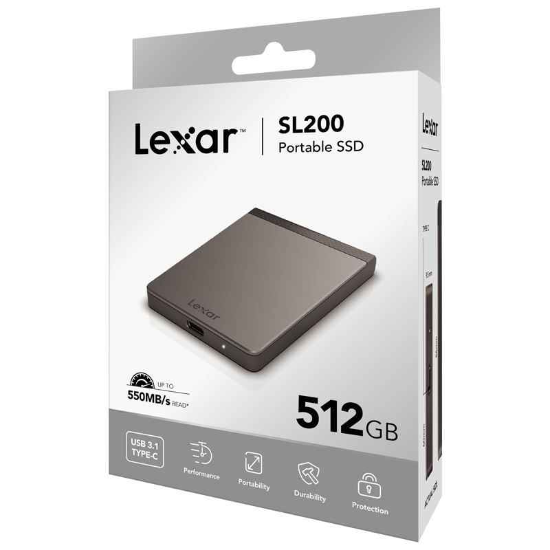 [免邮]雷克沙(Lexar) SL200 PSSD固态移动硬盘 512G 读550MB/s 写400MB/s