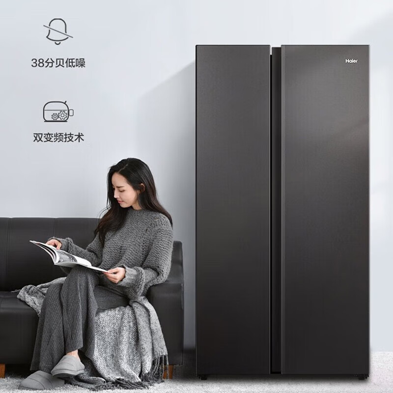 海尔(Haier)对开门冰箱521升容量 风冷无霜双开门电冰箱家用双变频节能净味 BCD-521WGHSSEDSD高清大图