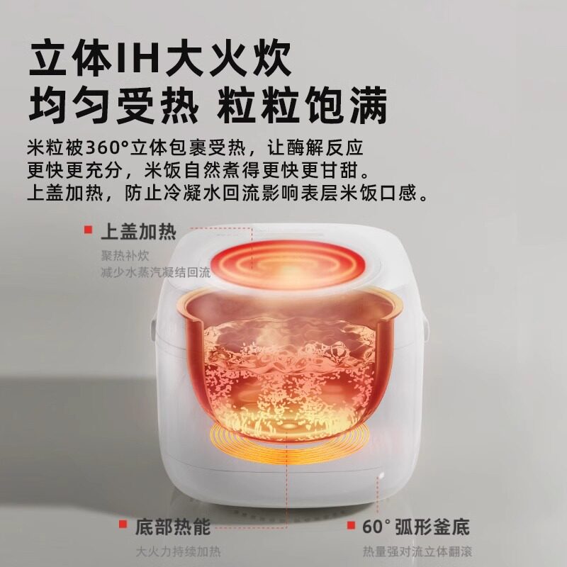 东芝饭甜甜316L不锈钢0涂层IH小型电饭煲家用多功发芽米酵活鲜饭煲智能一级能效 RC-15IHTC(W)高清大图