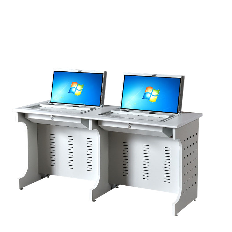 戴劲 翻转桌隐藏式多媒体电教室机房电脑桌嵌入式课桌 010双人位