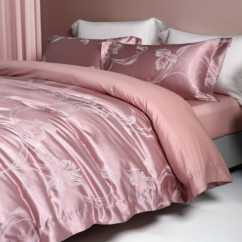 水星家纺素色提花四件套床单被套居家家用套件床上用品新品 沁雅馨 夏