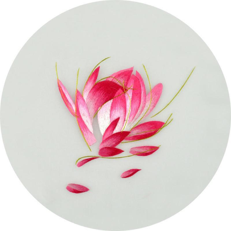 兰花1苏州刺绣diy套件初学手工双面绣扇子团扇材料包有痕迹图有指导群