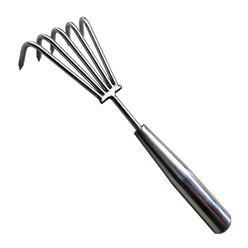 不锈钢小耙子一体焊接柄园艺多齿多爪赶海园林工具松土神器小耙子高清大图