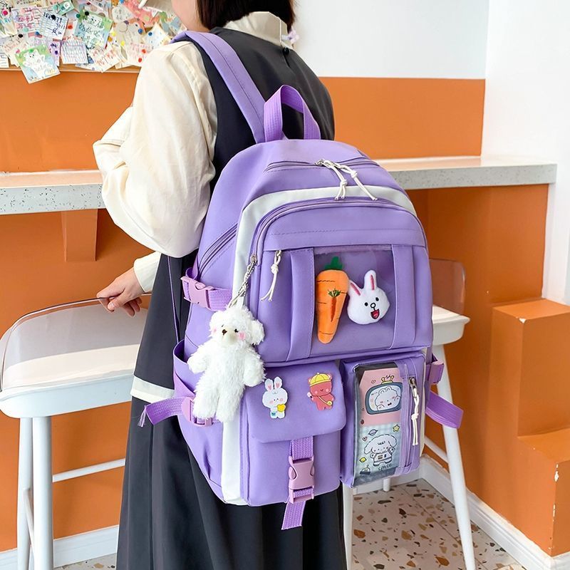 书包女初中生轻便小学生可爱少女心公主三到五六年级大容量双肩包紫色