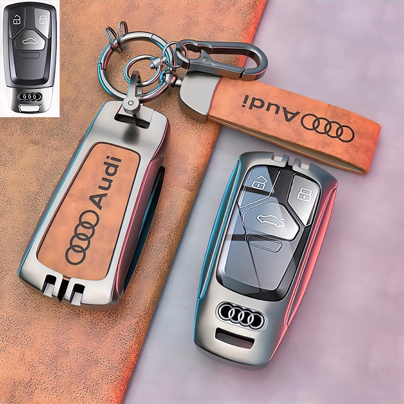 【补贴10%】2023款奥迪a6l钥匙套a8男a4l士a7a3女q3车q5lq8壳q7扣q2l A款枪棕压印标锌合金皮带扣