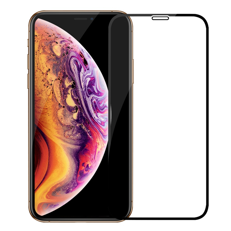 轻万适用苹果11钢化膜全屏黑色高清透明防摔贴膜iphone手机保护膜全玻璃高清大图