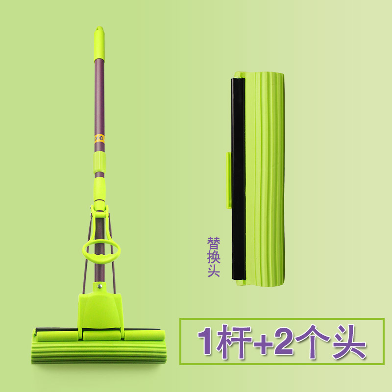 妙洁海绵拖把免手洗挤水懒人家用吸水胶棉海棉拖把地拖送替换头Z5950Y 1杆+2个头