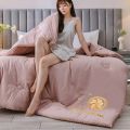 南极人保暖冬被被子加厚冬天被芯双人丝棉被刺绣春秋被单人太空被 200*230cm5斤秋冬被 刺绣-浅粉