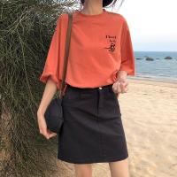 2018夏纯字身裙韩版气质百搭高腰仔短裙潮