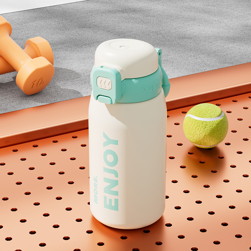 保温杯高颜值2024新款儿童水杯上学专用可爱学生杯子女带吸管保冷 蓝盖白色400ml