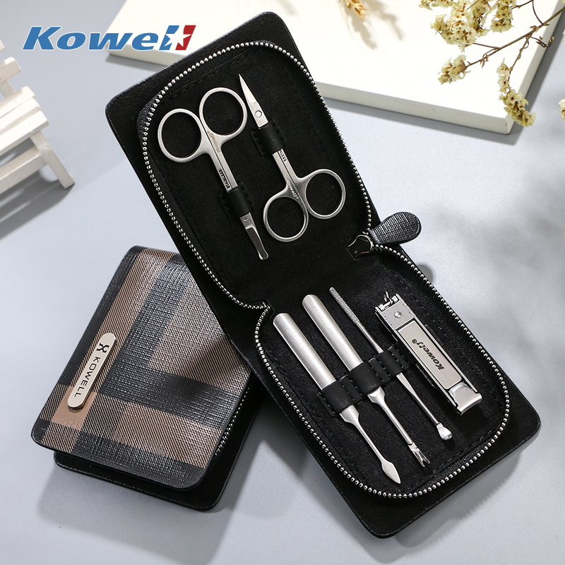 韩国(kowell)进口指甲刀套装不锈钢修甲工具家用指甲剪钳修脚刀套装灰色高清大图