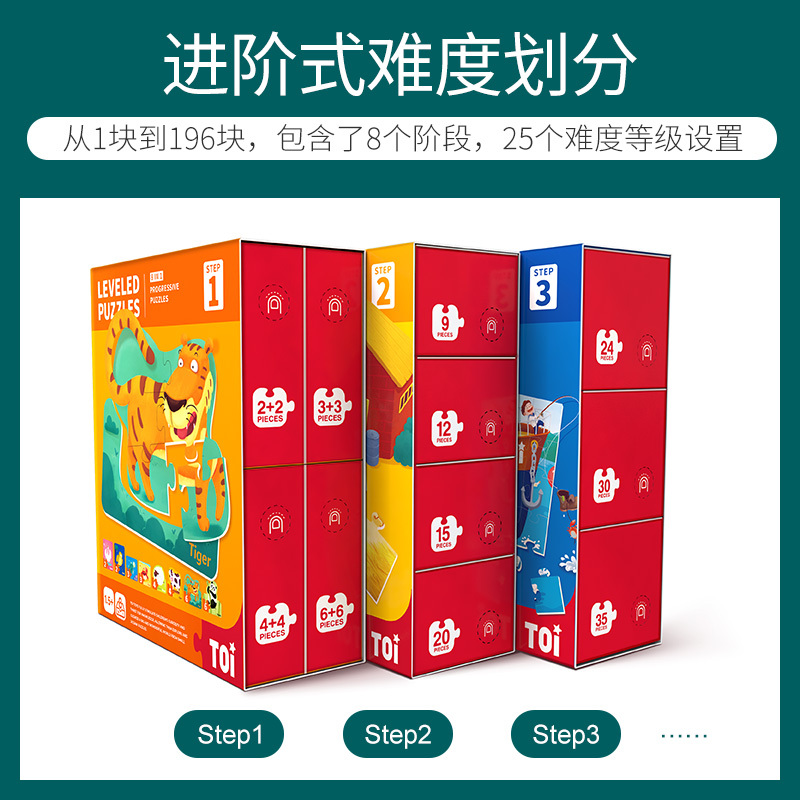 乐智儿童拼图启智玩具进阶早教大块幼儿宝宝恐龙1-2-3-4-5-6岁以上教育式进阶拼图