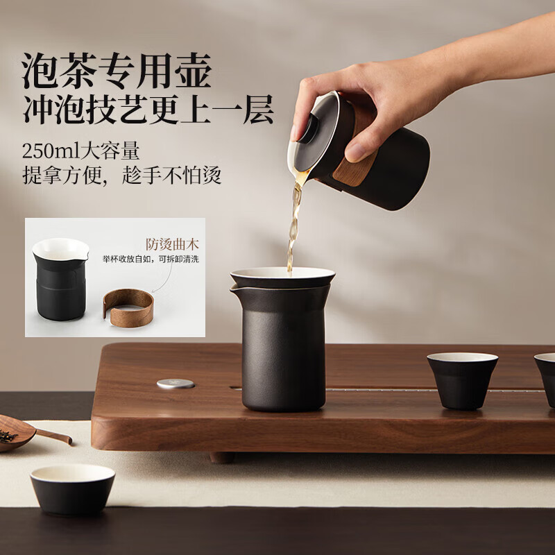 鸣盏 陶瓷功夫茶具套装十件套礼品德化整套茶具家用办公茶盘陶瓷泡茶壶 MZ-8011高清大图
