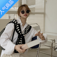 SUNTEK网红休闲搭肩小披肩女外搭网红坎肩秋冬季配裙子打结针织围巾围脖