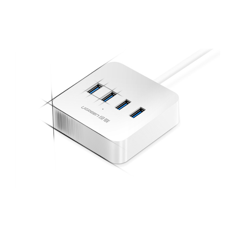 绿联(UGREEN)CR118 USB3.0分线器 一拖四转换器延长线带电源接口 1.5米