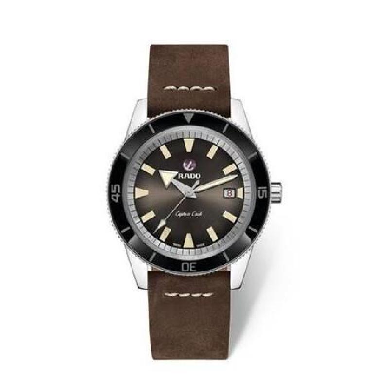雷达rado男士机械表库克船长系列棕色表盘和防刮蓝宝石水晶男士自动