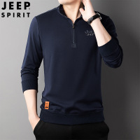 JEEP SPIRIT吉普男秋季新款长袖衫宽松休闲套头立领百搭卫衣 宝蓝色 XXXL