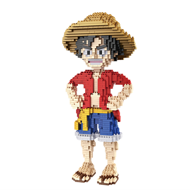 碰碰车微型小颗粒积木钻石男孩子兼容乐高海贼王拼装玩具路飞q版索隆