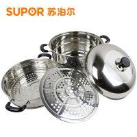 苏泊尔（SUPOR） SZ30B5 蒸锅 304不锈钢双层复底蒸笼 燃气灶电磁炉通用锅具30CM