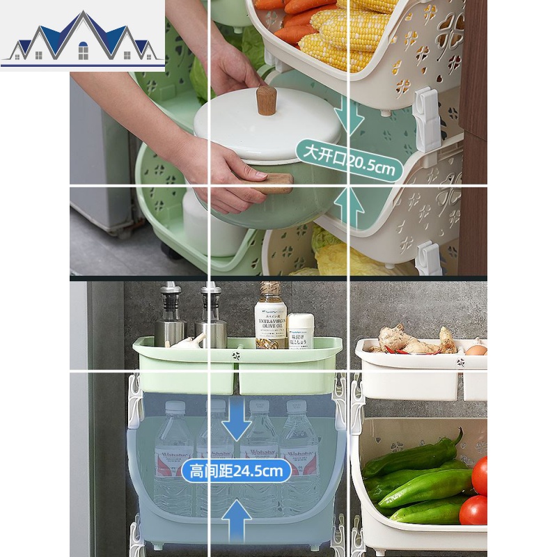 家用厨房用品置物架水果蔬架子篮子储物落地多层收纳筐蔬菜摆放架 三维工匠高清大图