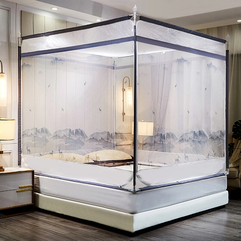 erwinrommel全封闭三开防滚落坐床床笠式拉链蚊帐加粗烤漆外穿杆支架