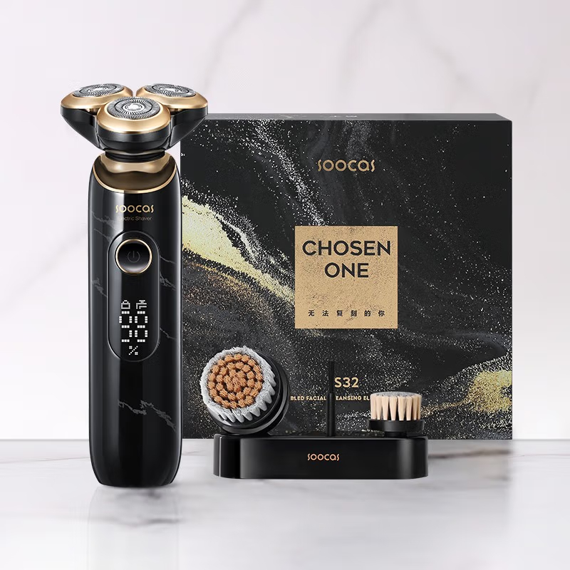 素士(SOOCAS) 大理石剃须刀便携电动刮胡刀剃胡须刀 360度浮动刀头 全身水洗 黑色 S32高清大图